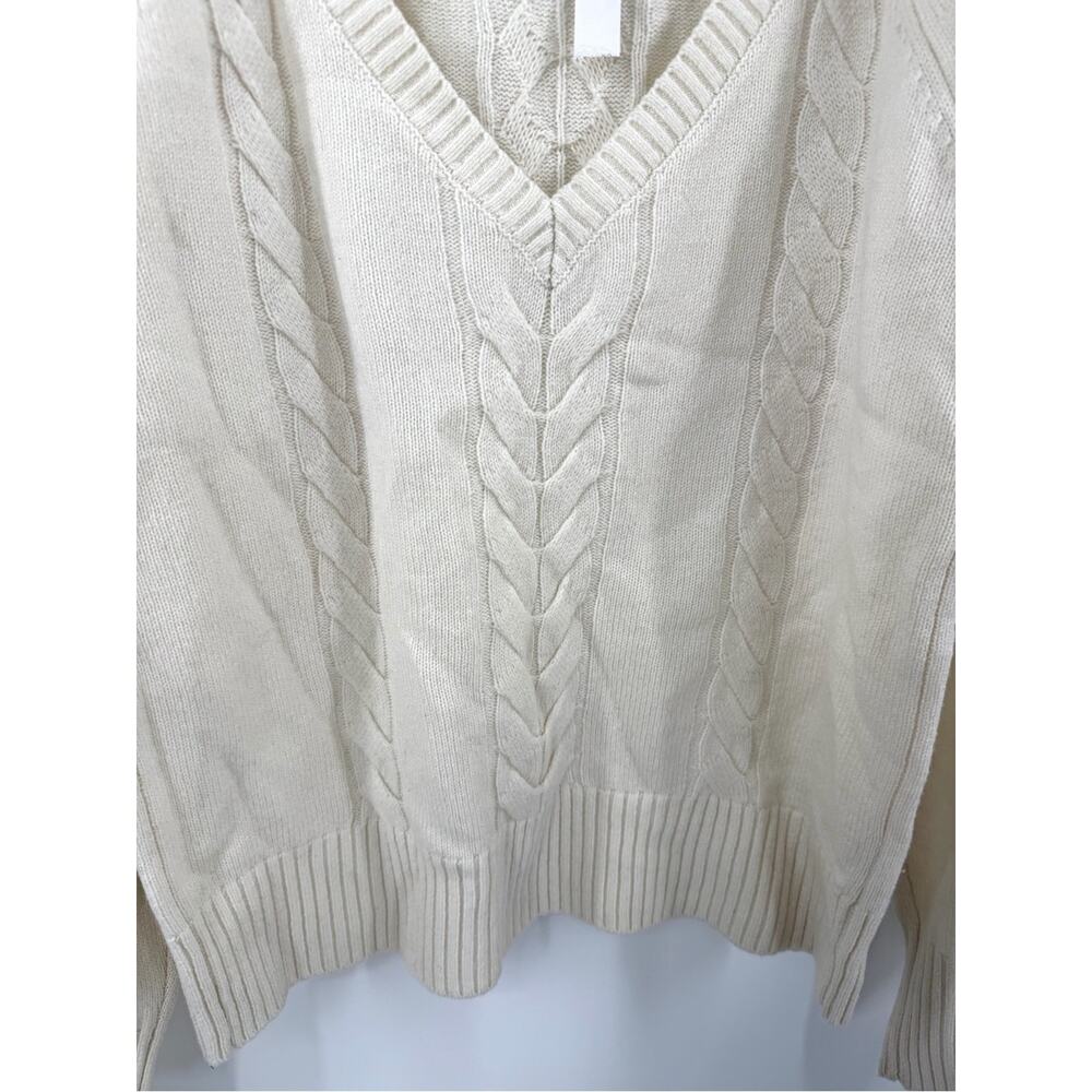 Madewell V-Neck Pullover Sweater in Merino Wool in cream Size L - Picture 5 of 7